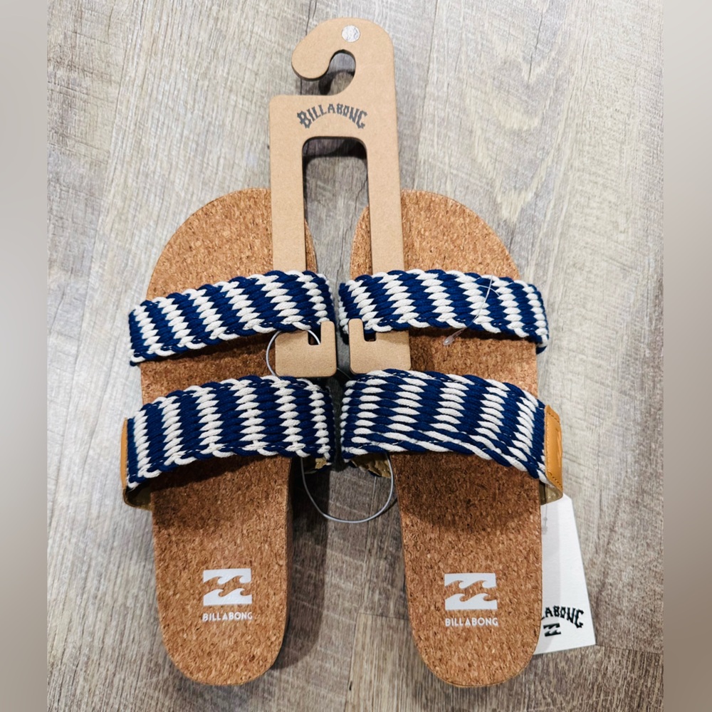 Billabong Cork Sandals with Navy and White Straps